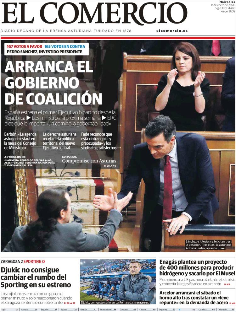 Portada de El Comercio (Espa&ntilde;a)