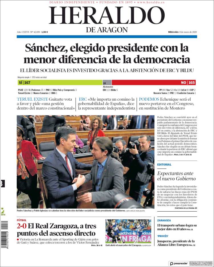 Portada de Heraldo de Aragón (Espa&ntilde;a)