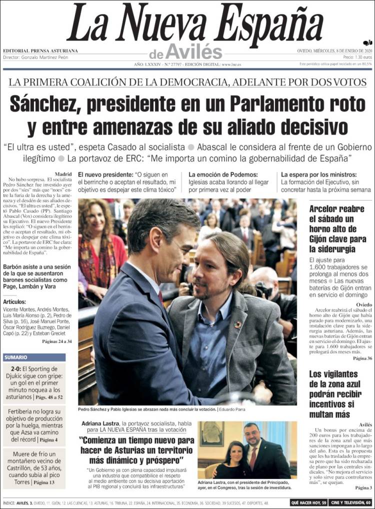 Portada de La Nueva España - Avilés (Espa&ntilde;a)