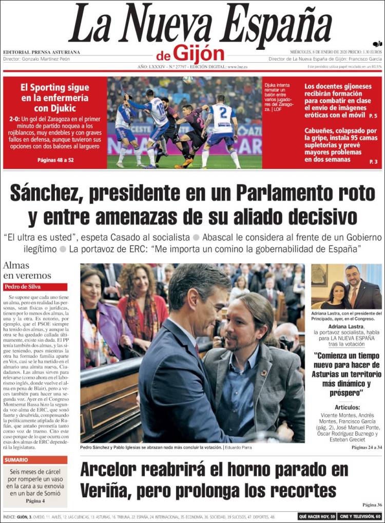 Portada de La Nueva España - Gijón (Espa&ntilde;a)