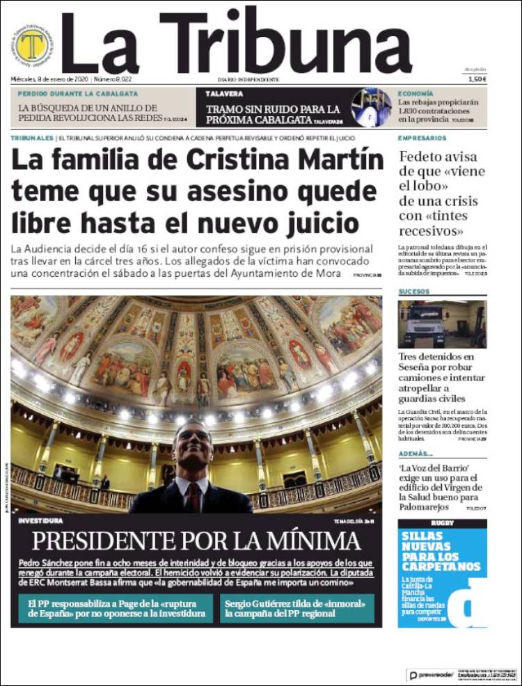 Portada de La Tribuna de Toledo (Espa&ntilde;a)