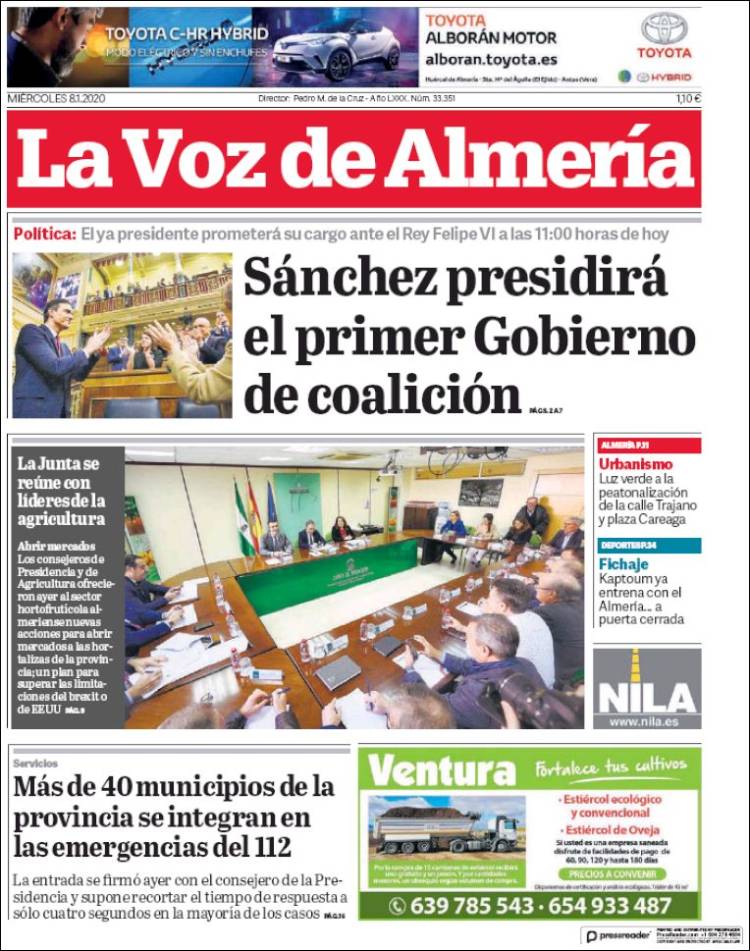 Portada de La Voz de Almería (Espa&ntilde;a)
