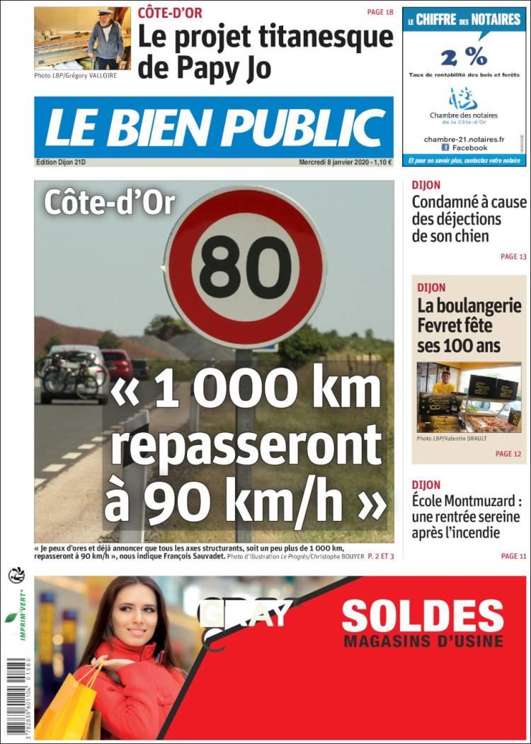 Portada de Le Bien Public (Francia)