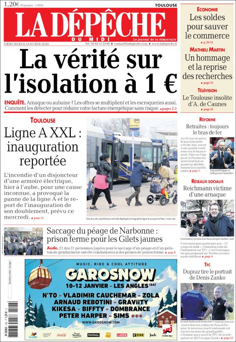 Portada de La Dépêche du Midi (Francia)