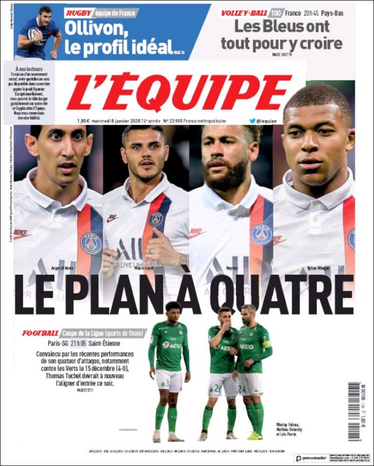 Portada de L'Equipe (Francia)