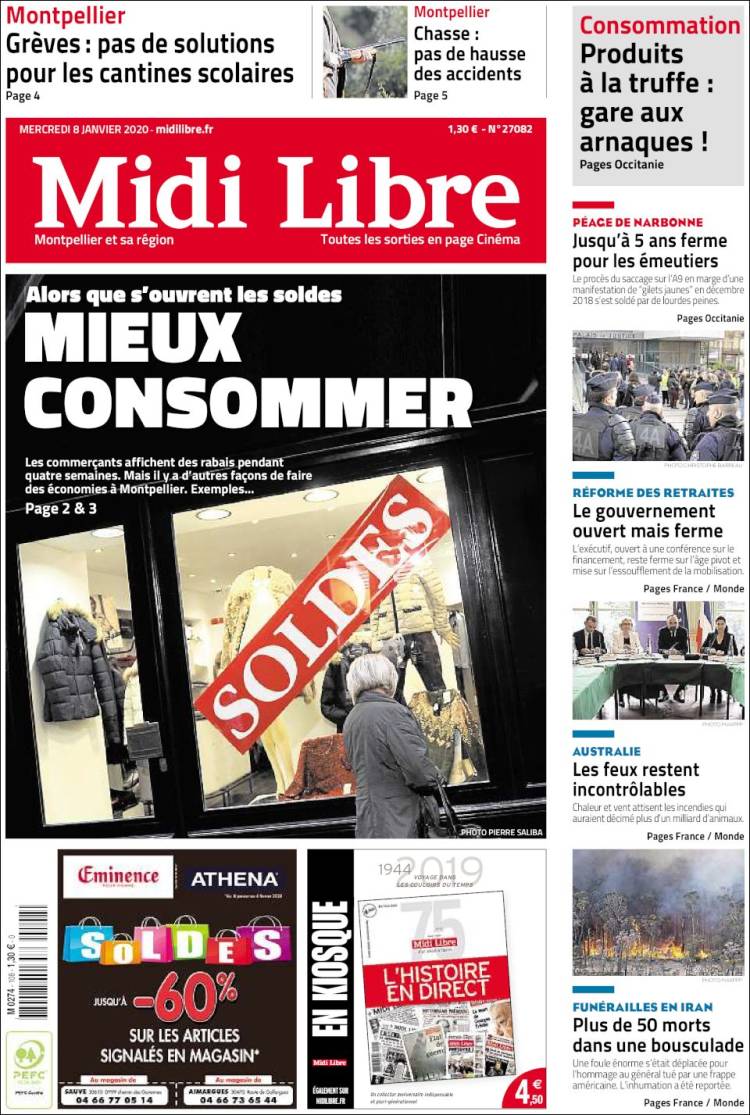 Portada de Midi Libre (Francia)