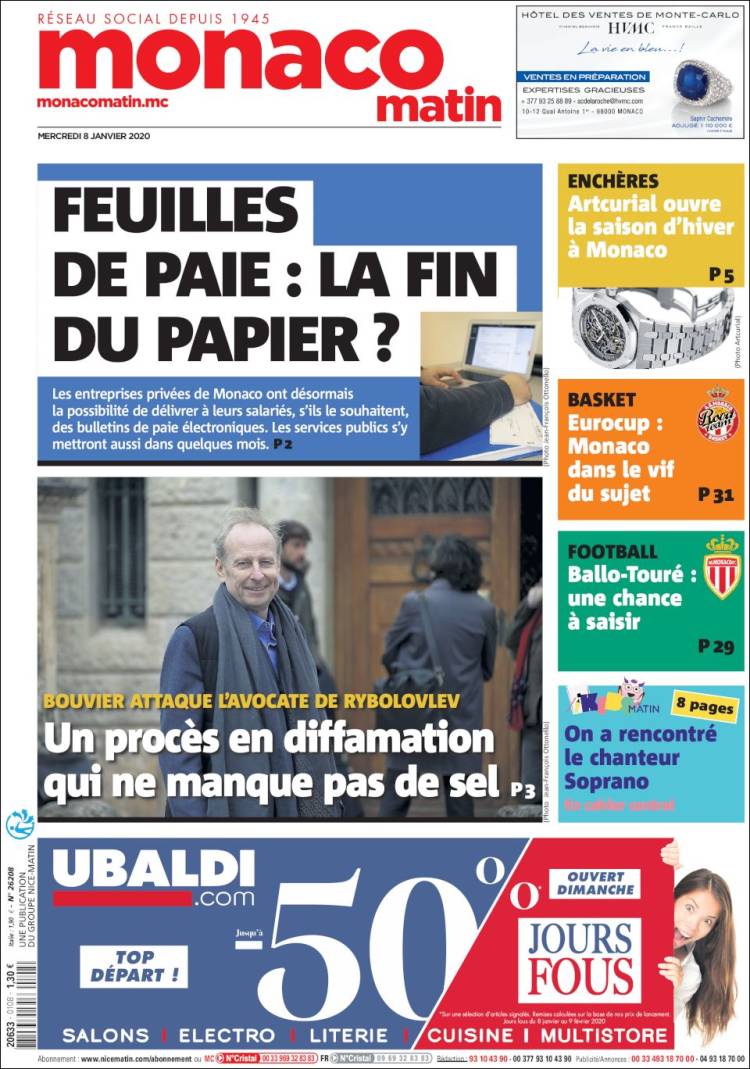 Portada de Nice-Matin (Francia)