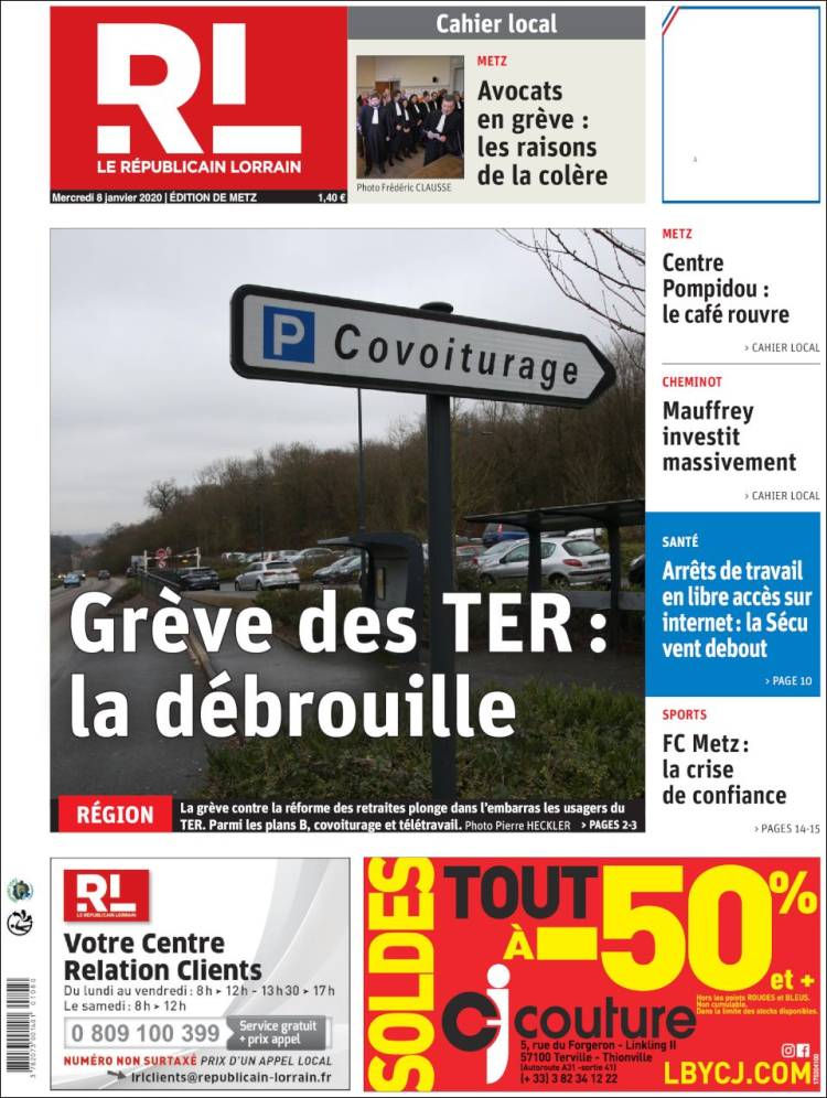 Portada de Le Republicain Lorrain (Francia)