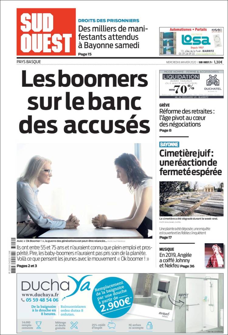 Portada de Sud Ouest (Francia)
