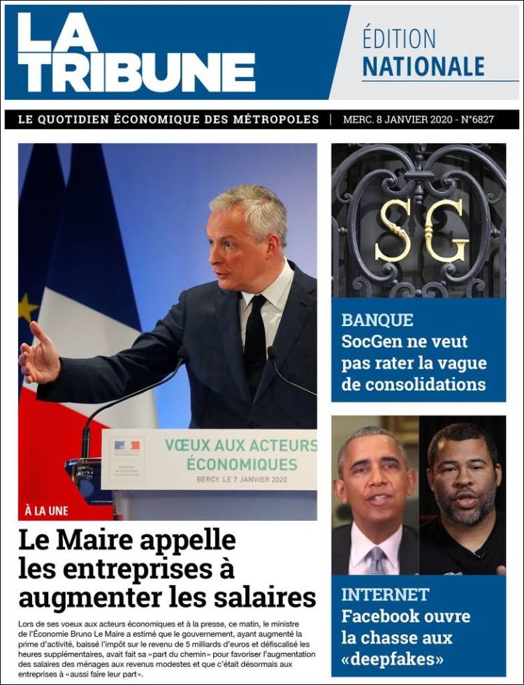 Portada de La Tribune (Francia)