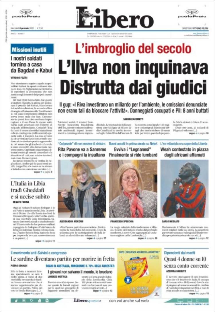 Portada de Libero (Italia)