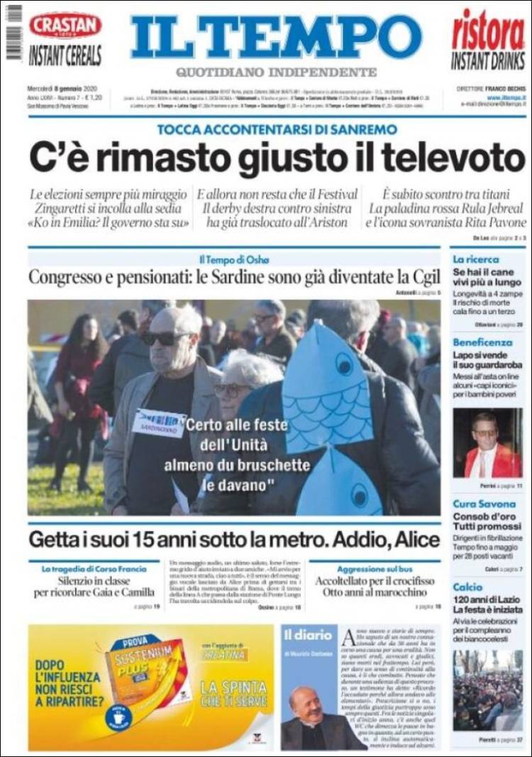 Portada de Il Tempo (Italia)