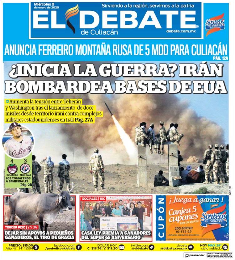 Portada de El Debate de Culiacán (M&eacute;xico)