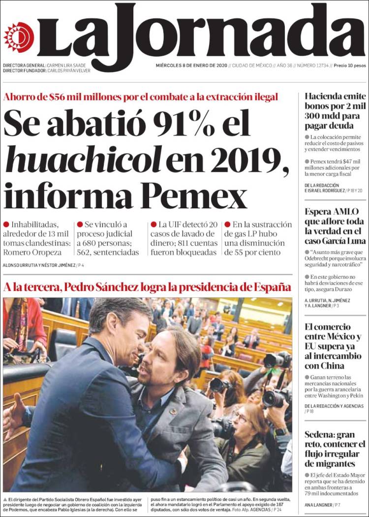 Portada de La Jornada (M&eacute;xico)