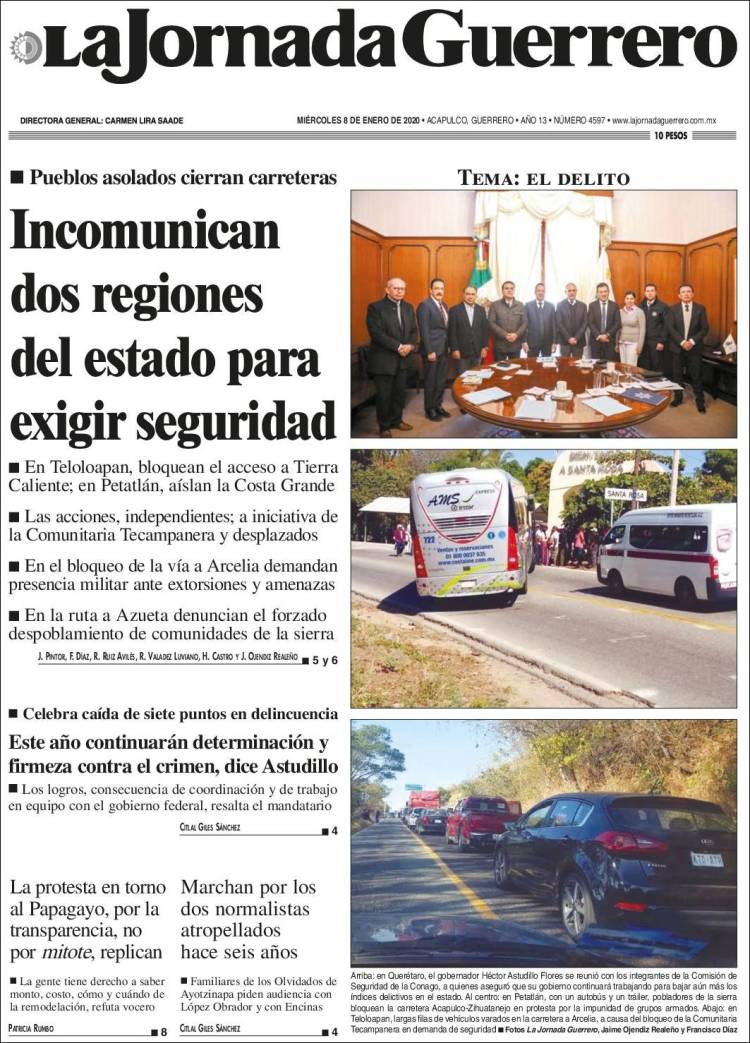 Portada de La Jornada de Guerrero (M&eacute;xico)