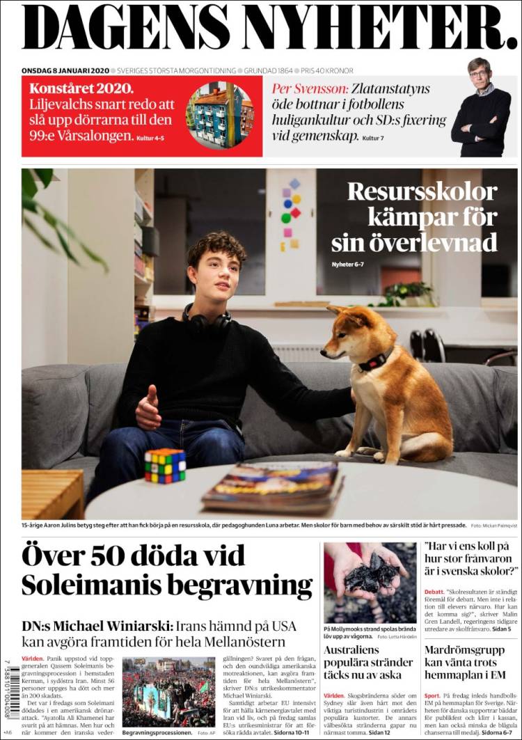 Portada de Dagens Nyheter (Suecia)