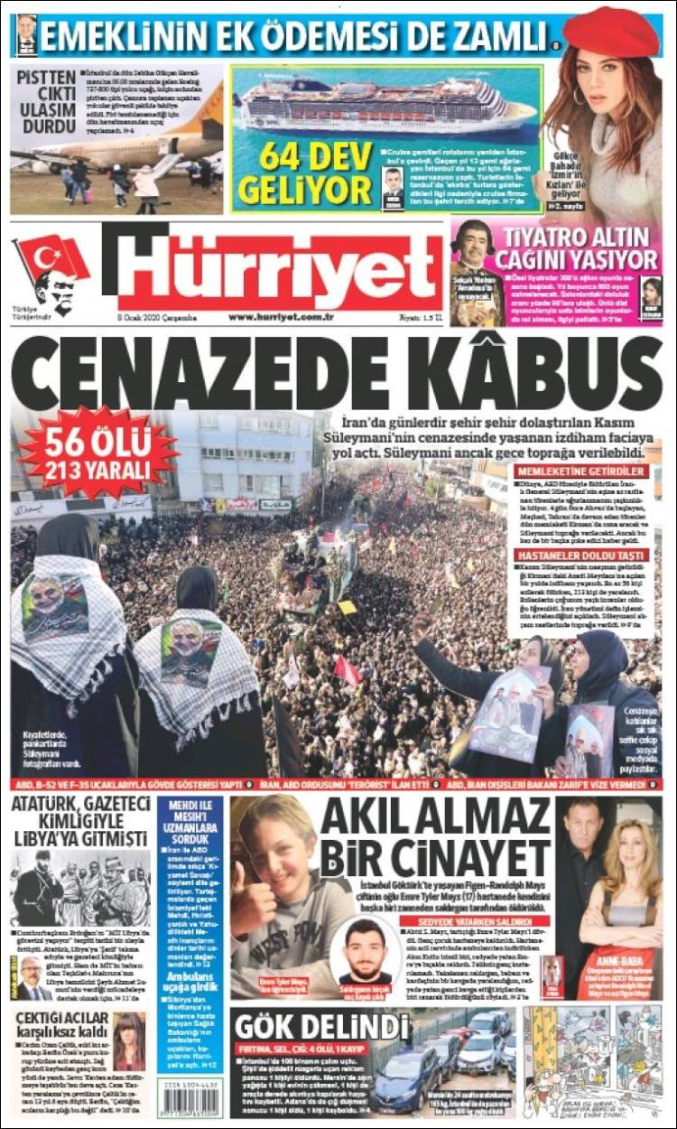 Portada de Hürriyet (Turqu&iacute;a)