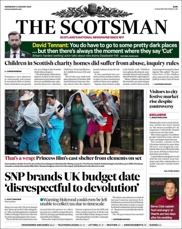 Portada de The Scotsman (Reino Unido)