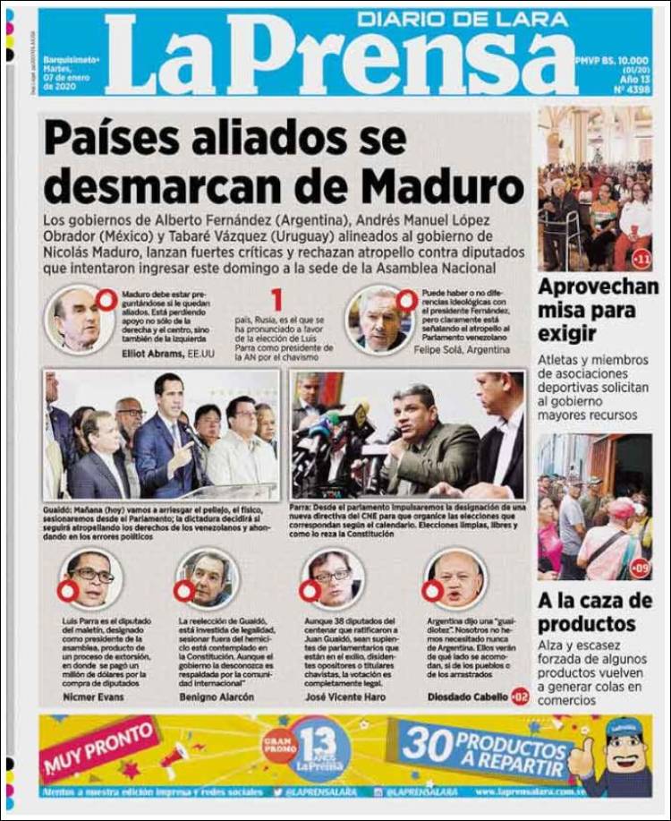 Portada de La Prensa de Lara (Venezuela)