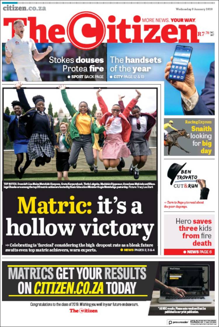 Portada de The Citizen (Sud&aacute;frica)