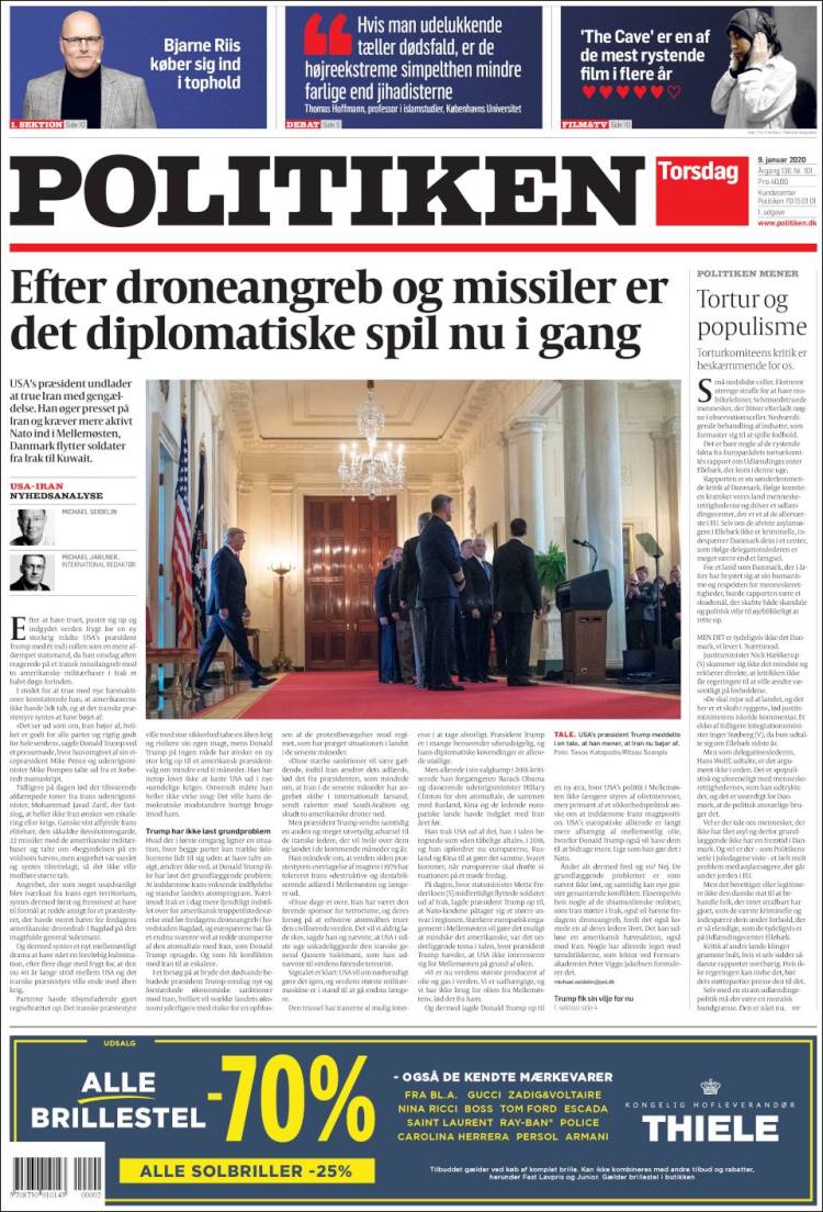 Portada de Politiken (Dinamarca)