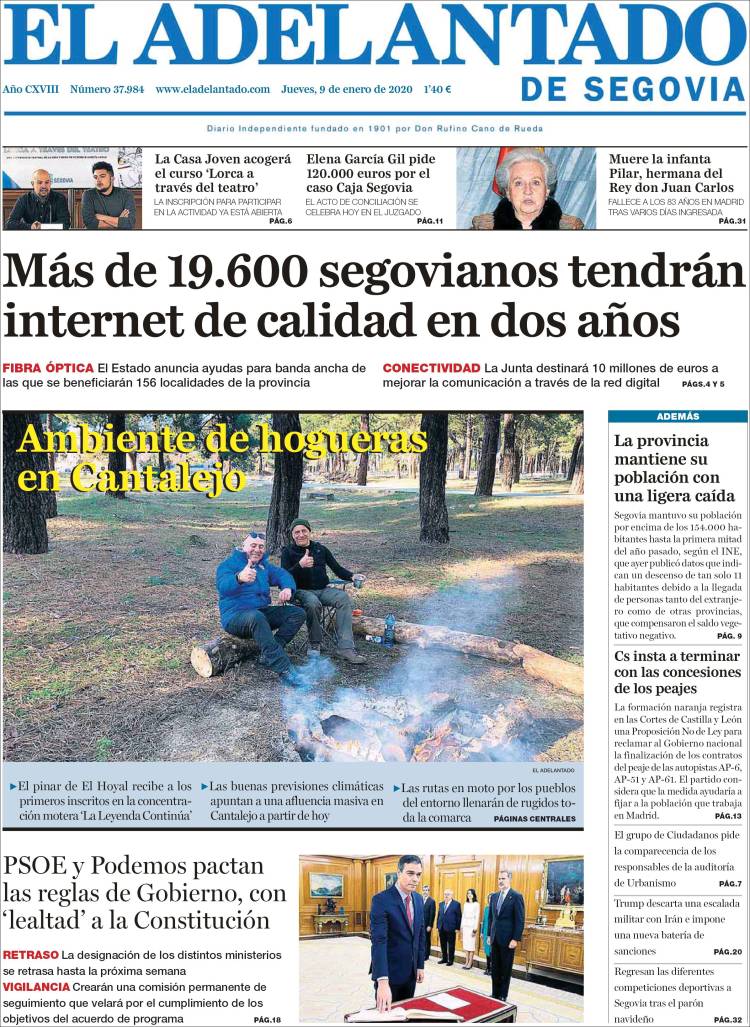 Portada de El Adelantado de Segovia (España)