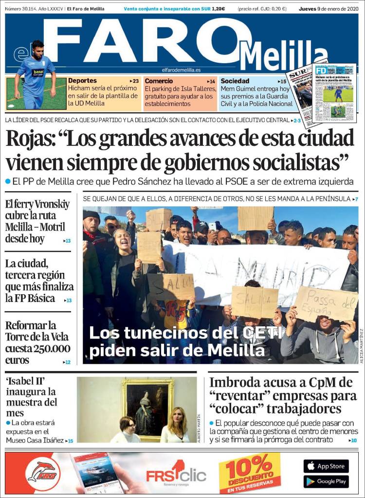 Portada de El Faro de Melilla (Espa&ntilde;a)