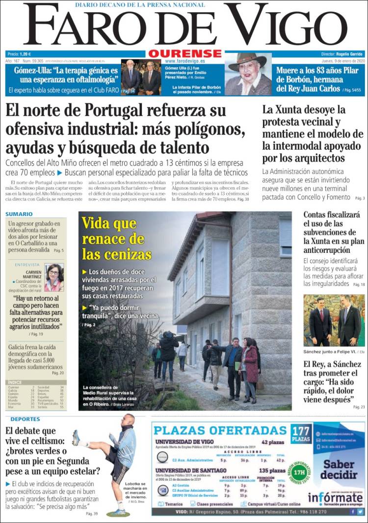 Portada de El Faro de Vigo - Ourense (España)