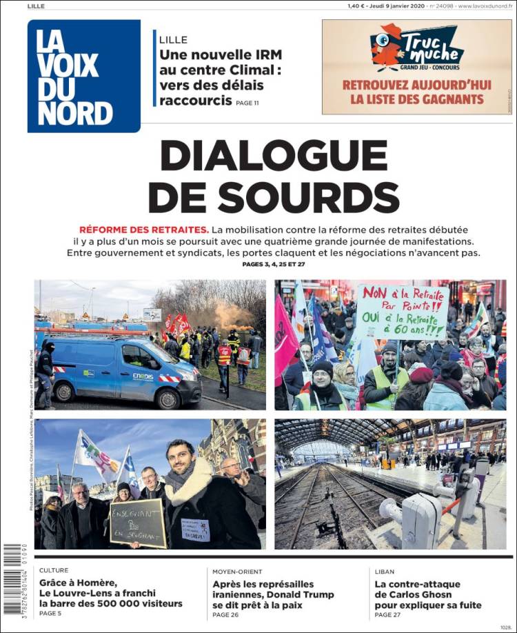 Portada de La Voix du Nord (Francia)