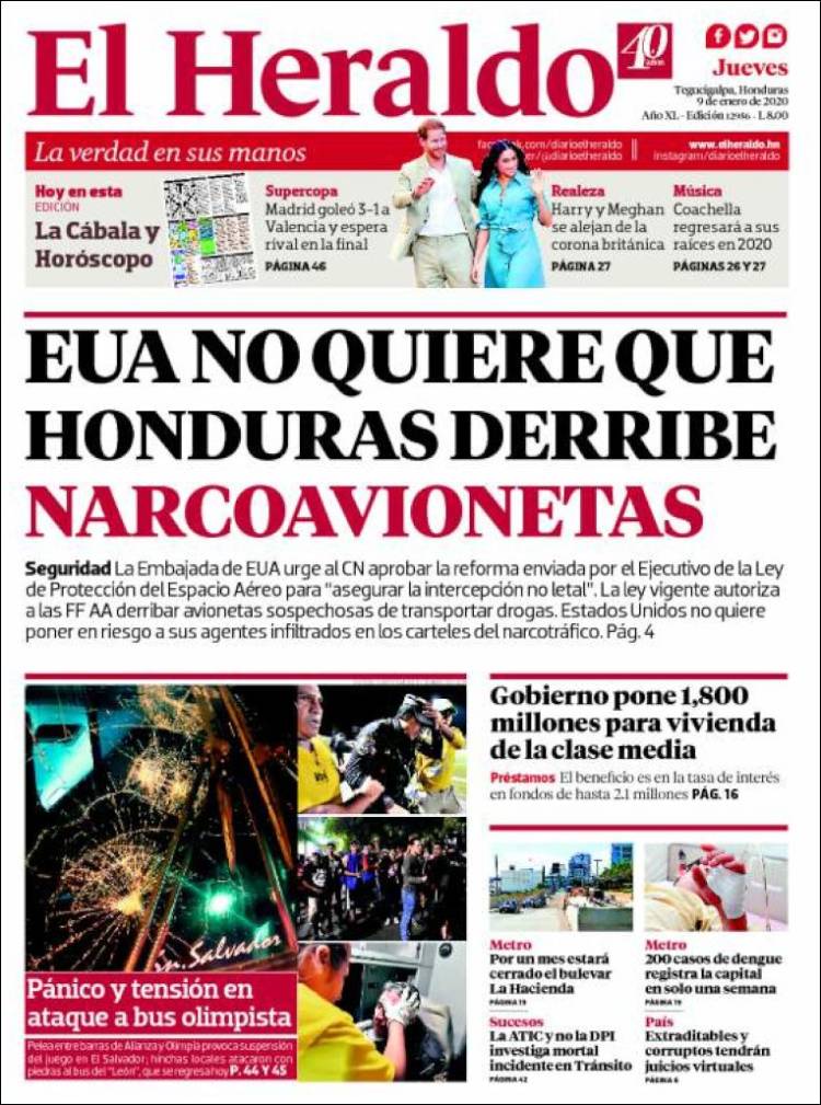 Portada de El Heraldo (Honduras)