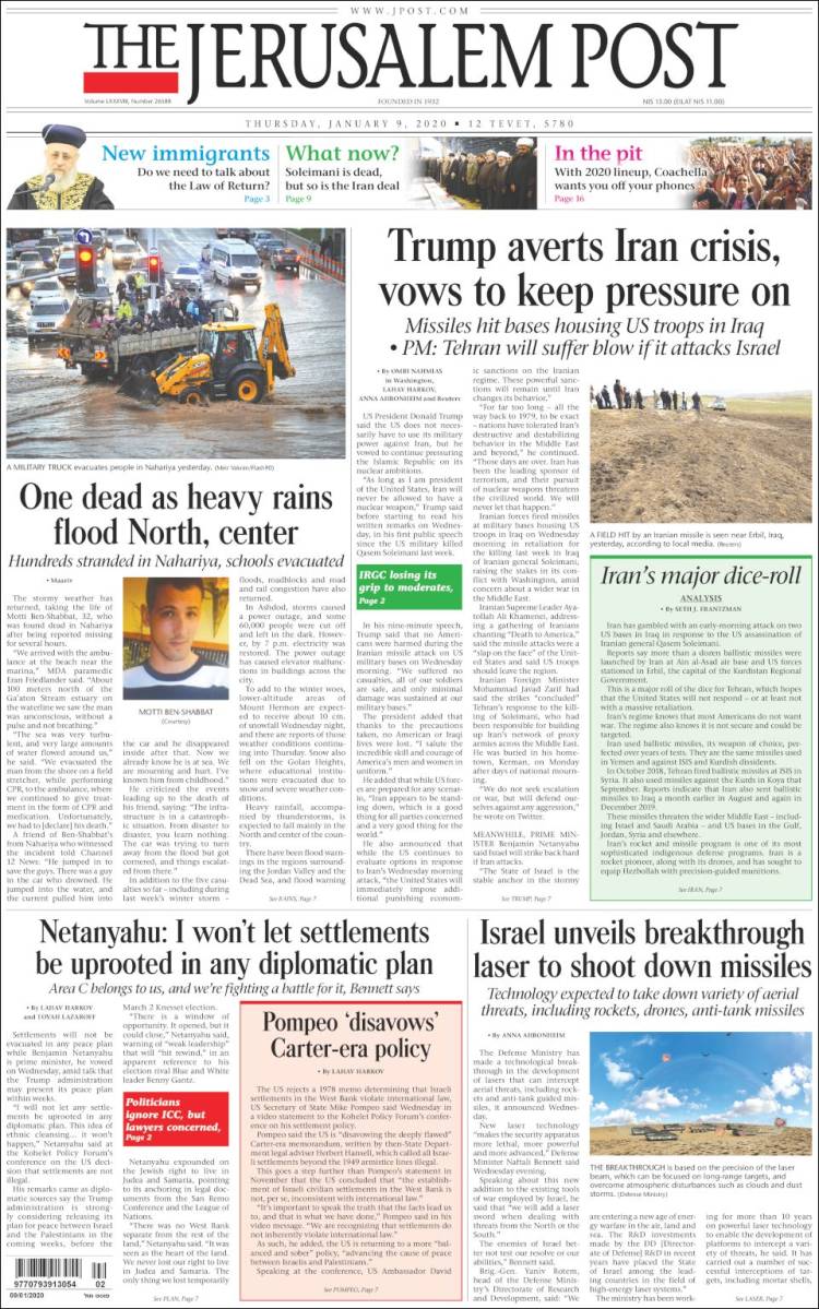 Portada de The Jerusalem Post (Israel)