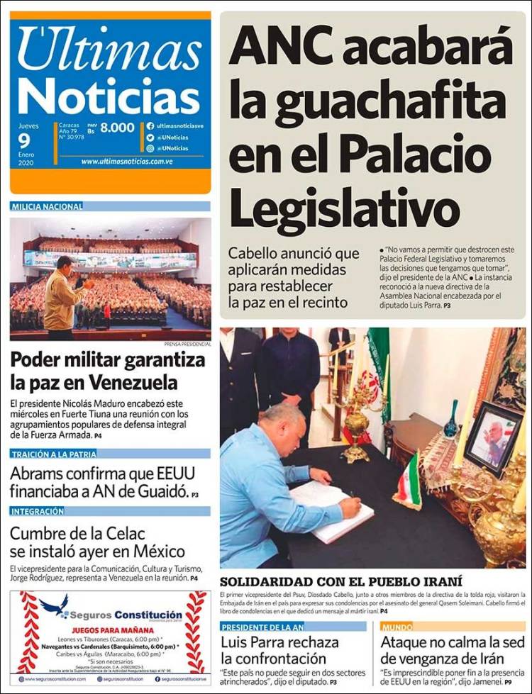 Portada de Últimas Noticias (Venezuela)