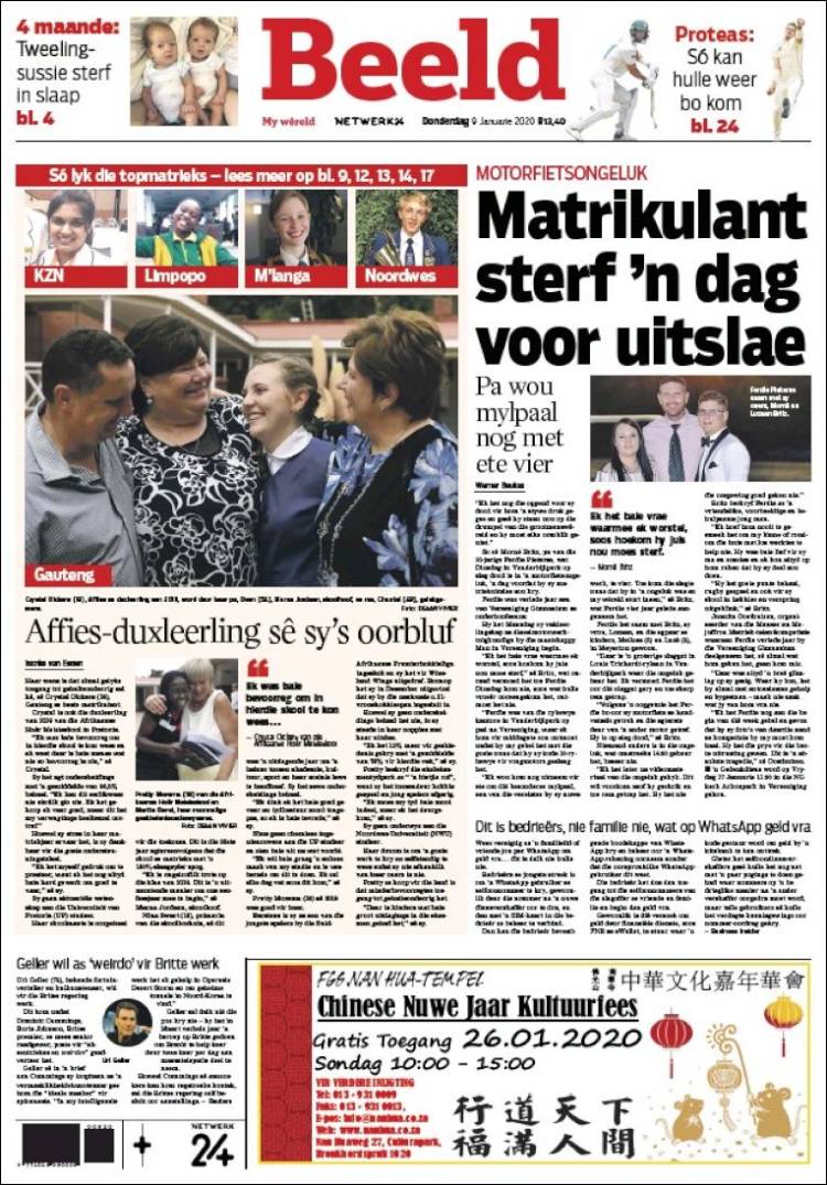 Portada de Beeld (Sud&aacute;frica)