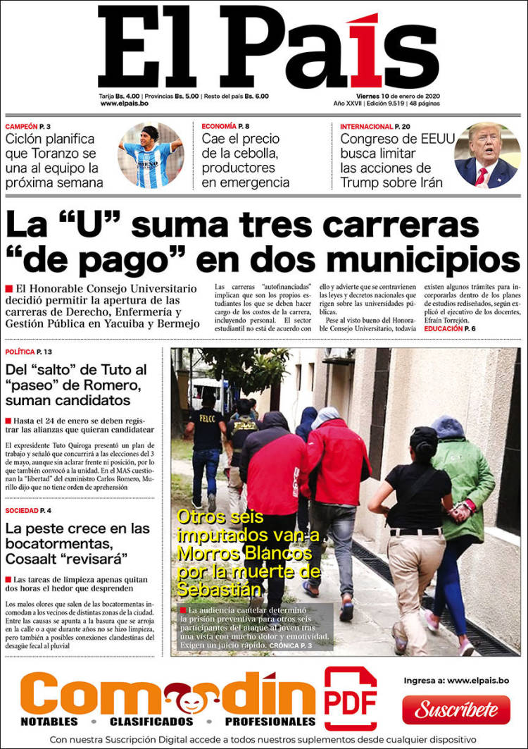 Portada de El País (Bolivia)