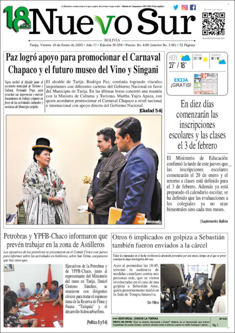 Portada de Nuevo Sur (Bolivia)