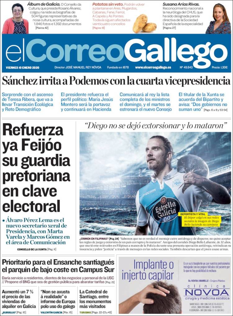 Portada de El Correo Gallego (España)