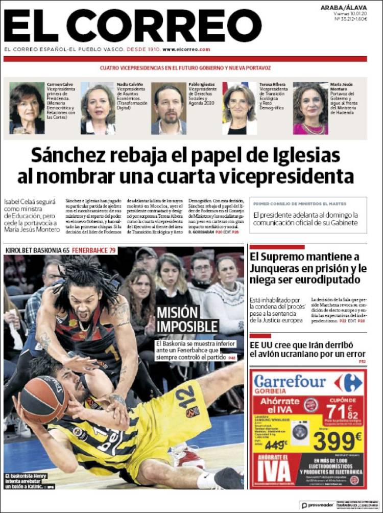 Portada de El Correo - Álava (España)