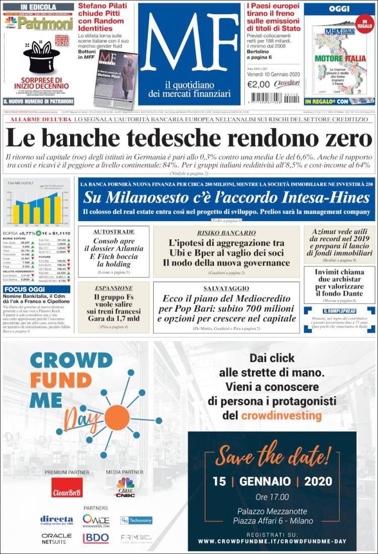 Portada de Milano Finanza (Italia)