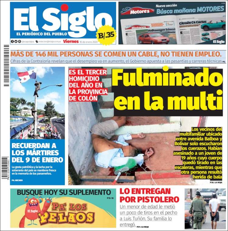 Portada de El Siglo (Panamá)