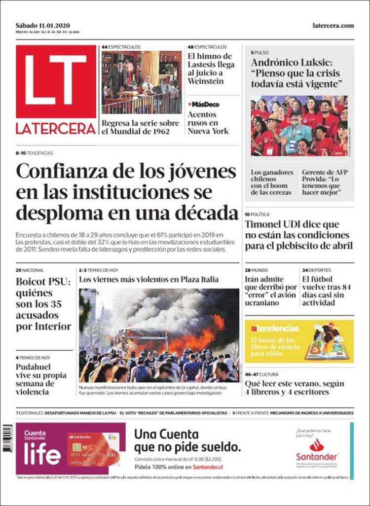 Portada de La Tercera (Chile)