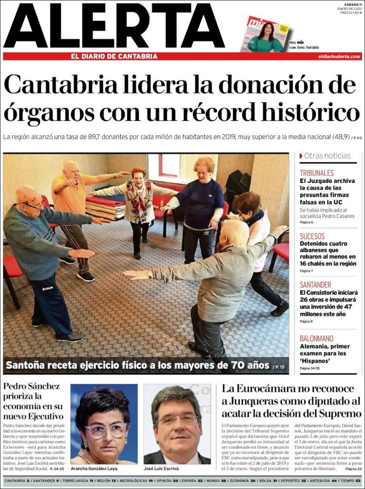 Portada de Alerta - El Diario de Cantabria (España)