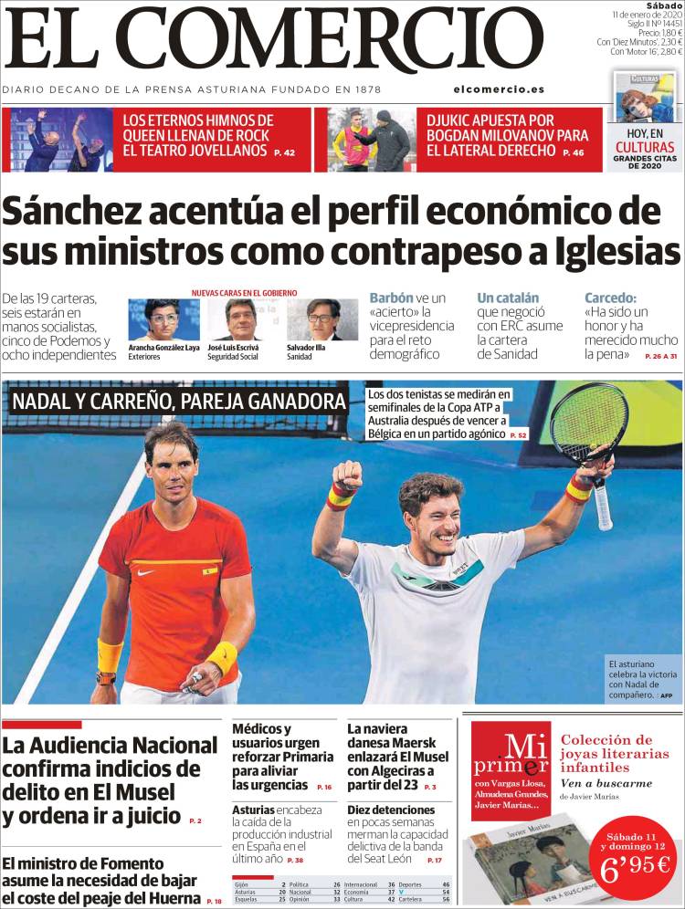 Portada de El Comercio (España)