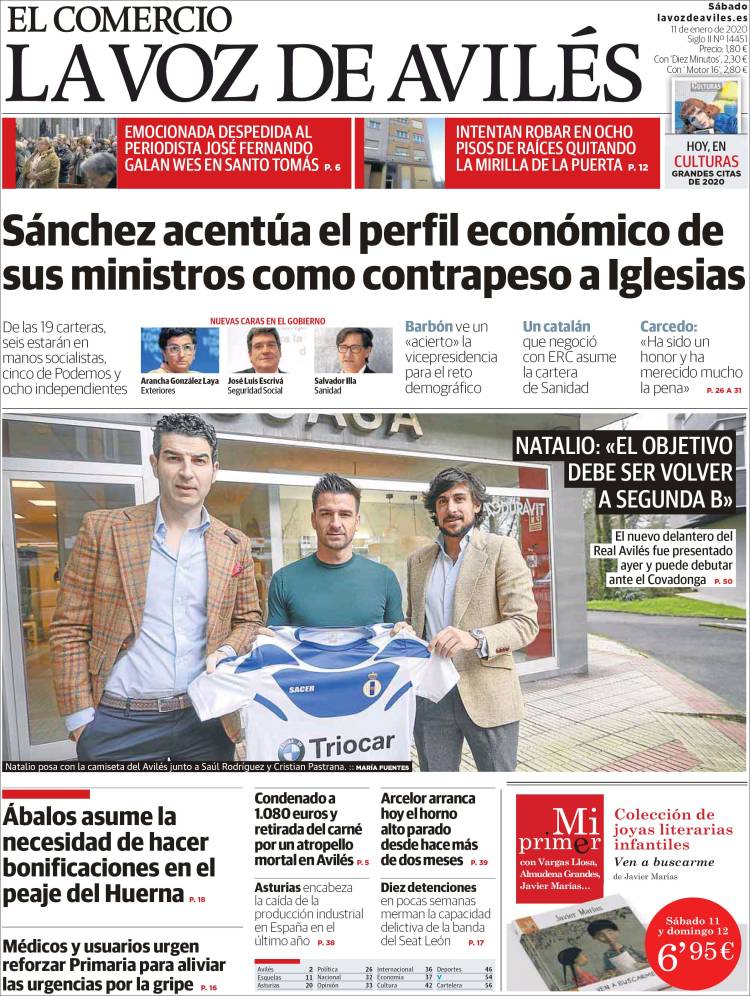 Portada de El Comercio - Avilés (España)