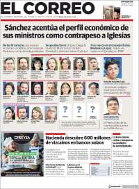 Portada de El Correo - Guipuzcoa (España)