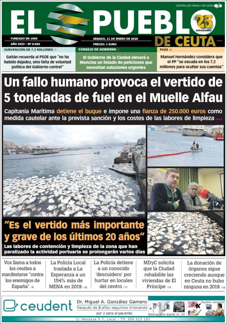 Portada de El Pueblo de Ceuta (España)