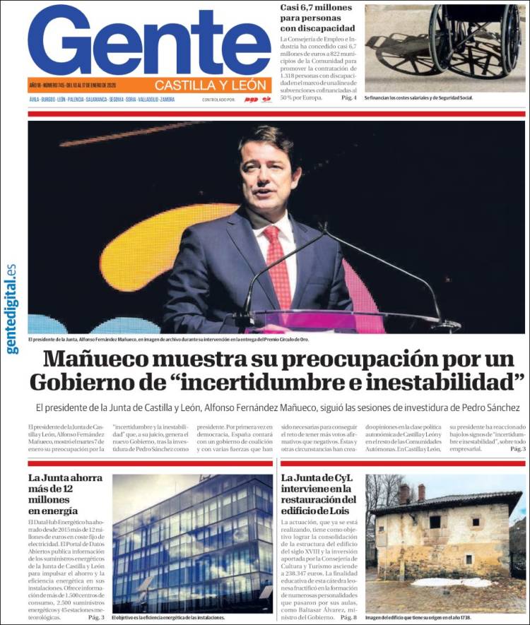 Portada de Gente en Palencia (España)