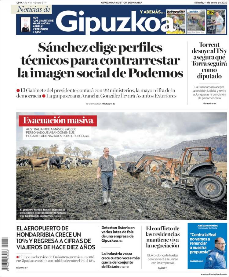 Portada de Noticias de Gipuzkoa (España)