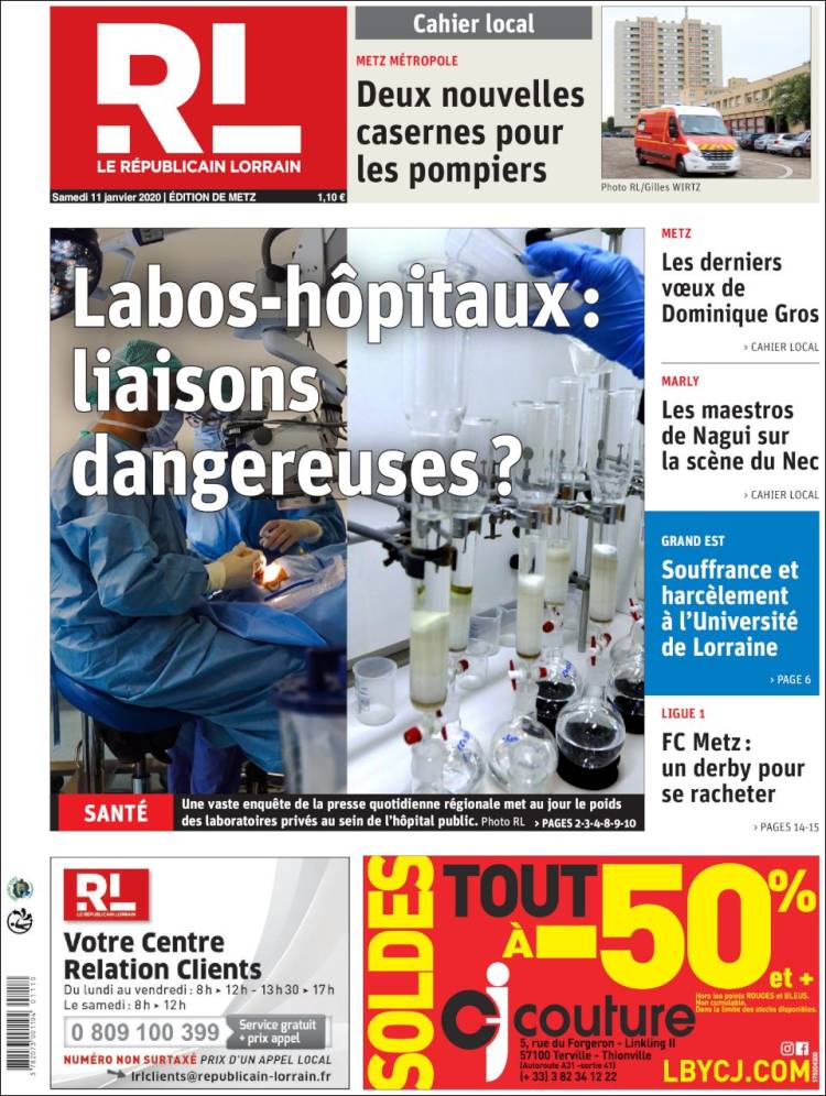 Portada de Le Republicain Lorrain (Francia)