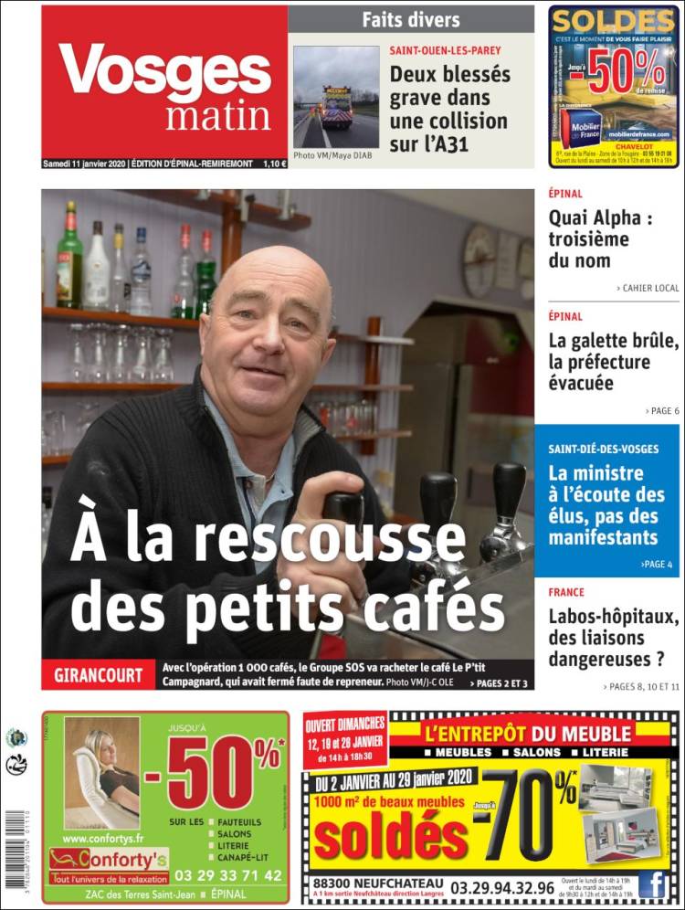 Portada de Vosges Matin (Francia)