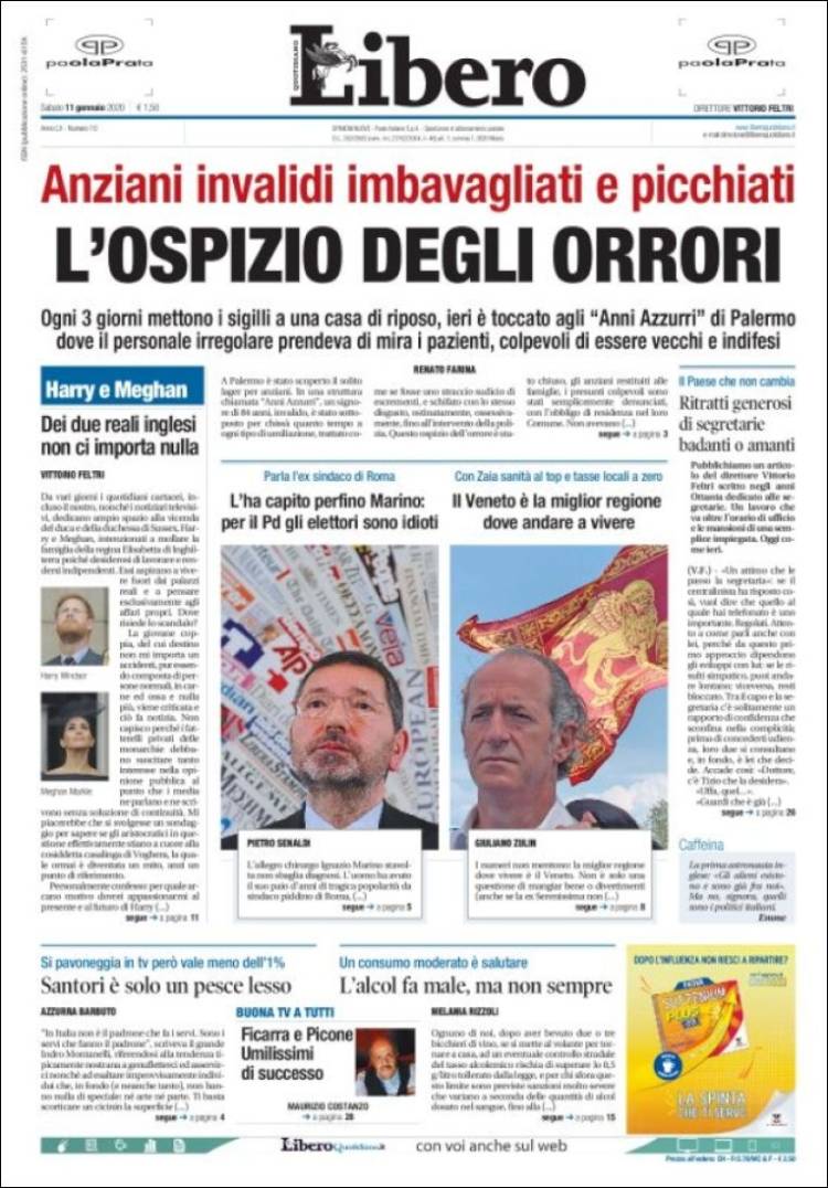 Portada de Libero (Italia)